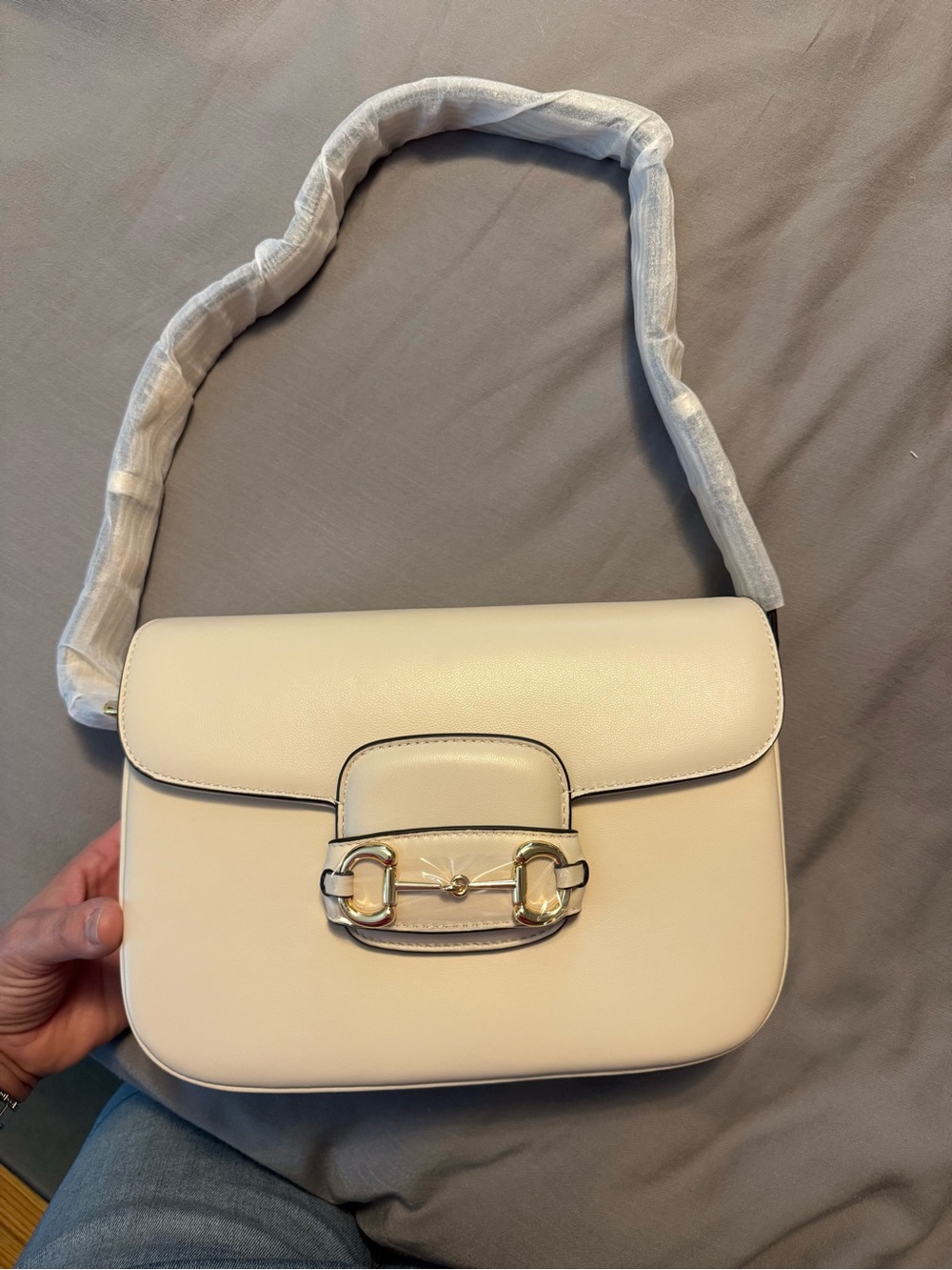 Gucci off-white leather shoulder bag Horsebit 1955